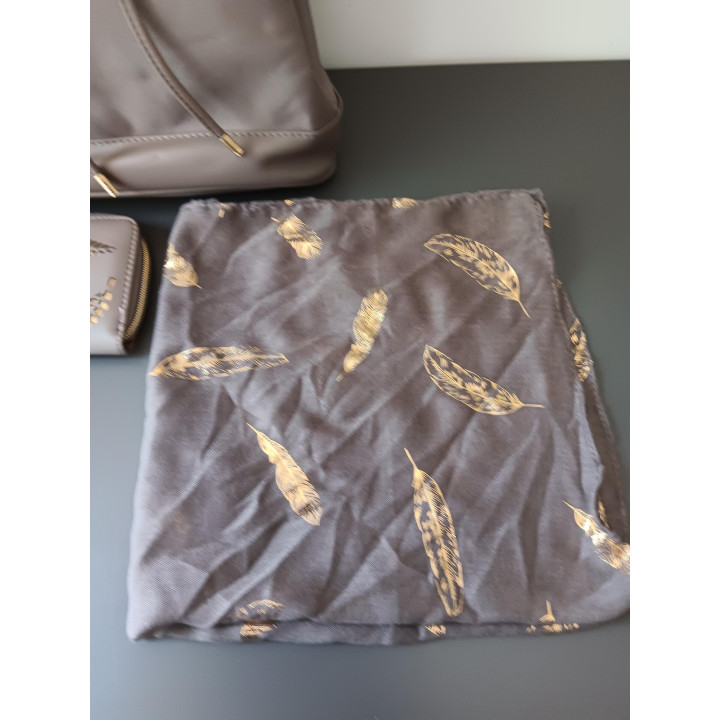 Set rugtas portemonnee en sjaal taupe dames