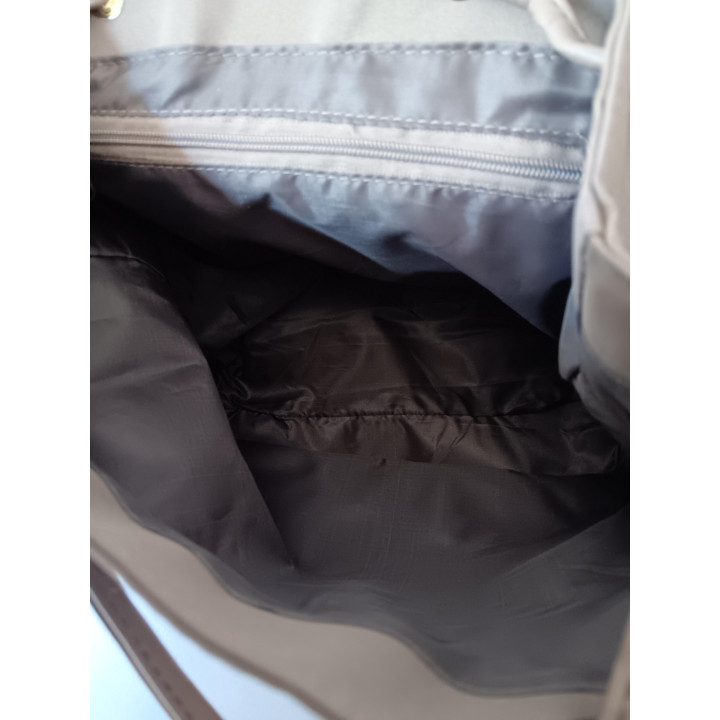 Set Rugtas Portemonnee en Sjaal Taupe met Gouden Veren