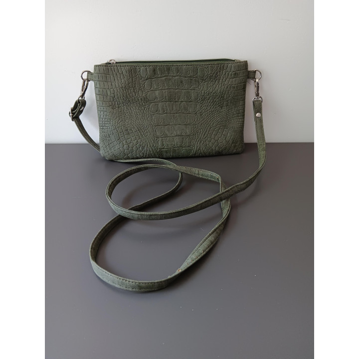 Renato Lucci groene schoudertas met crocoprint