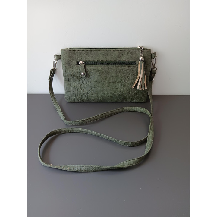 Renato Lucci Groene Schoudertas met Crocoprint