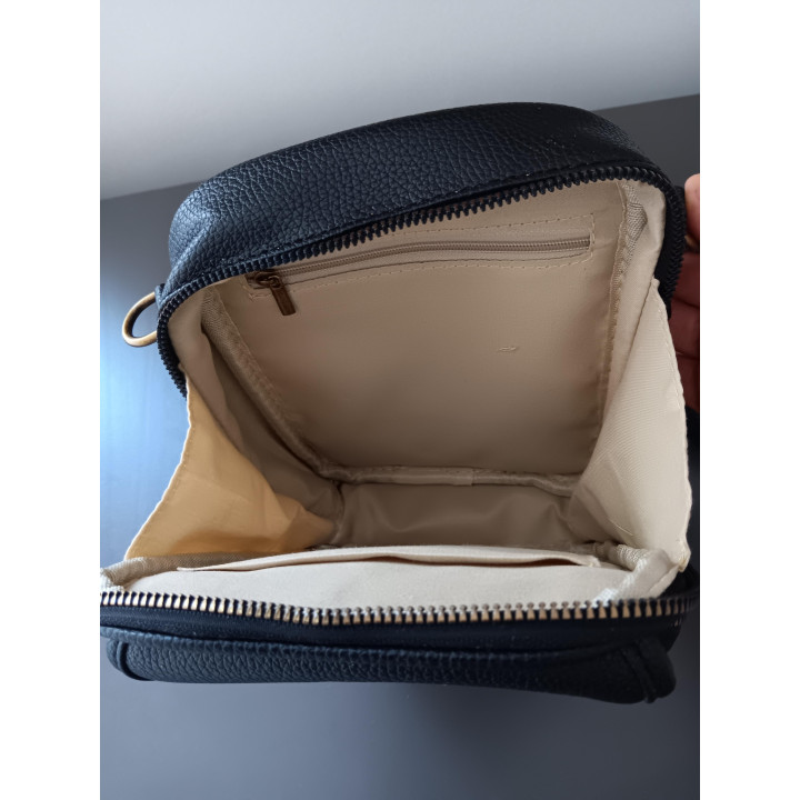 Zwarte Schoudertas met Meerdere Vakken