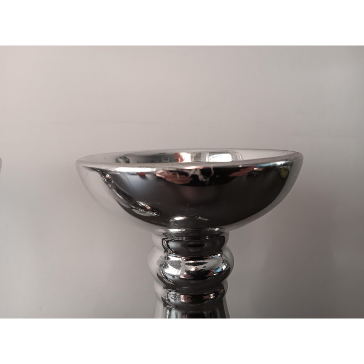 Set van 2 Zilverkleurige Kaarsenhouders