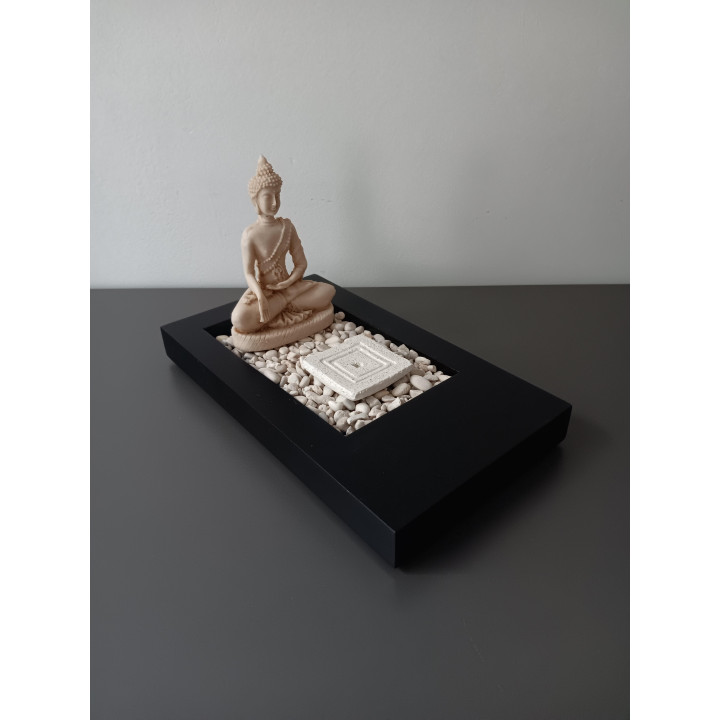 Boeddha decoratieset met zwarte tray en siersteentjes