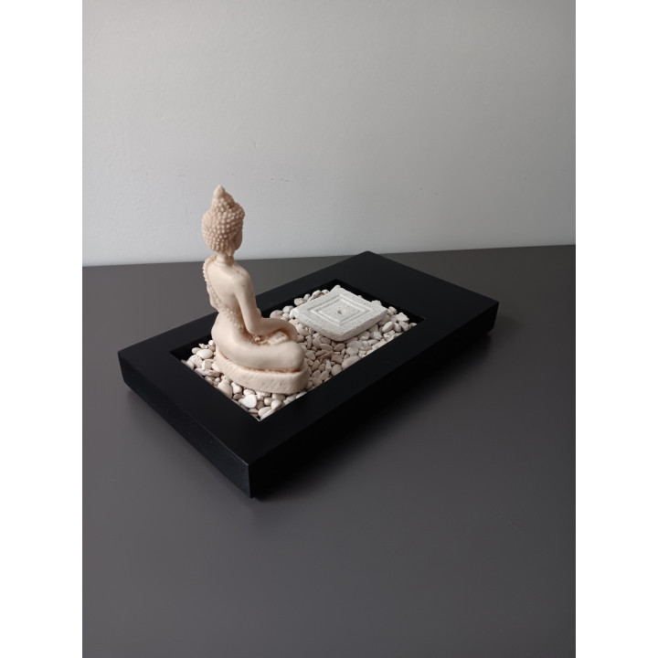 Boeddha decoratieset met zwarte tray en siersteentjes