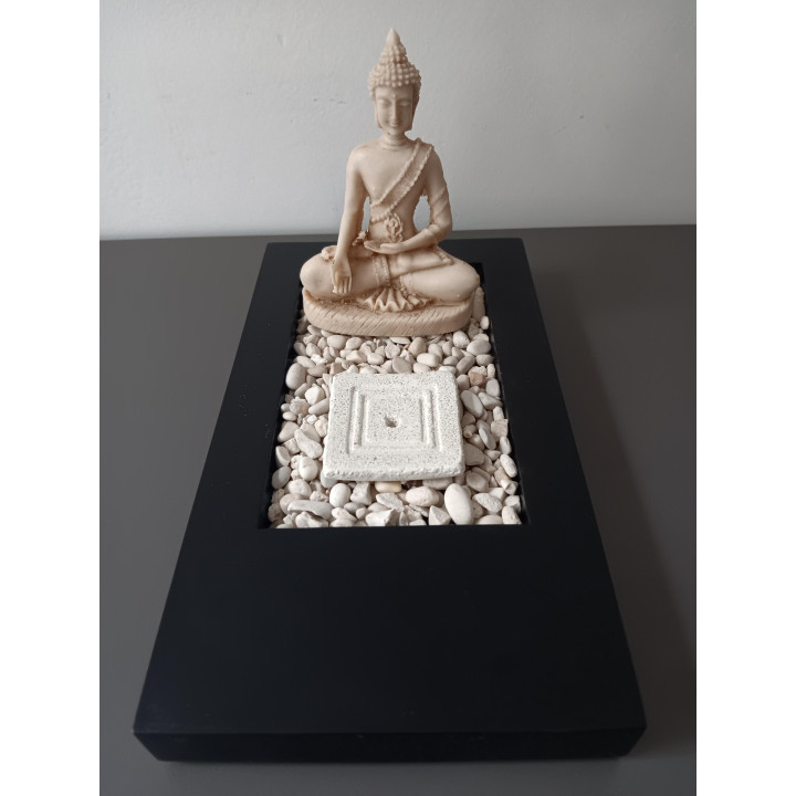 Boeddha decoratieset met zwarte tray en siersteentjes