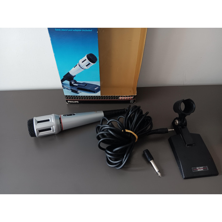 Philips SBC 3030 dynamische microfoon met tafelstandaard