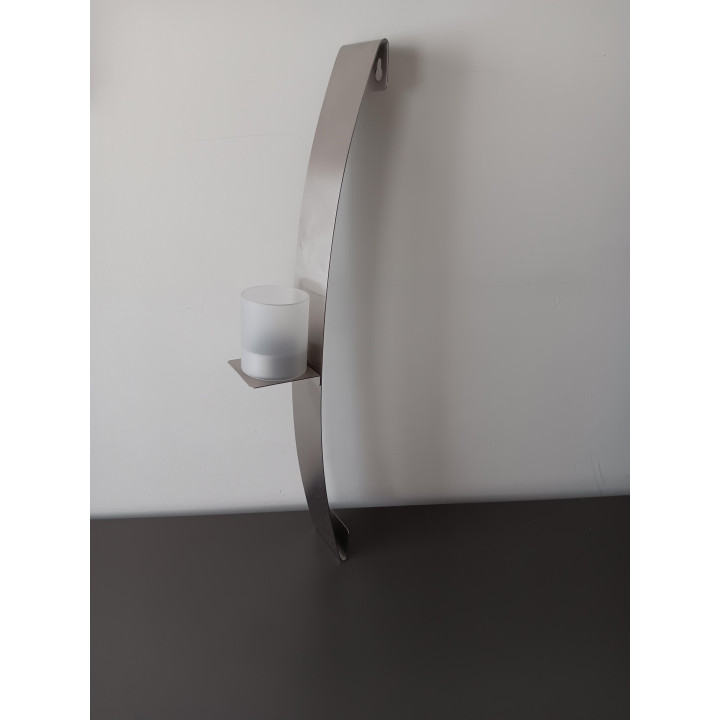 RVS wandkandelaar met glazen houder