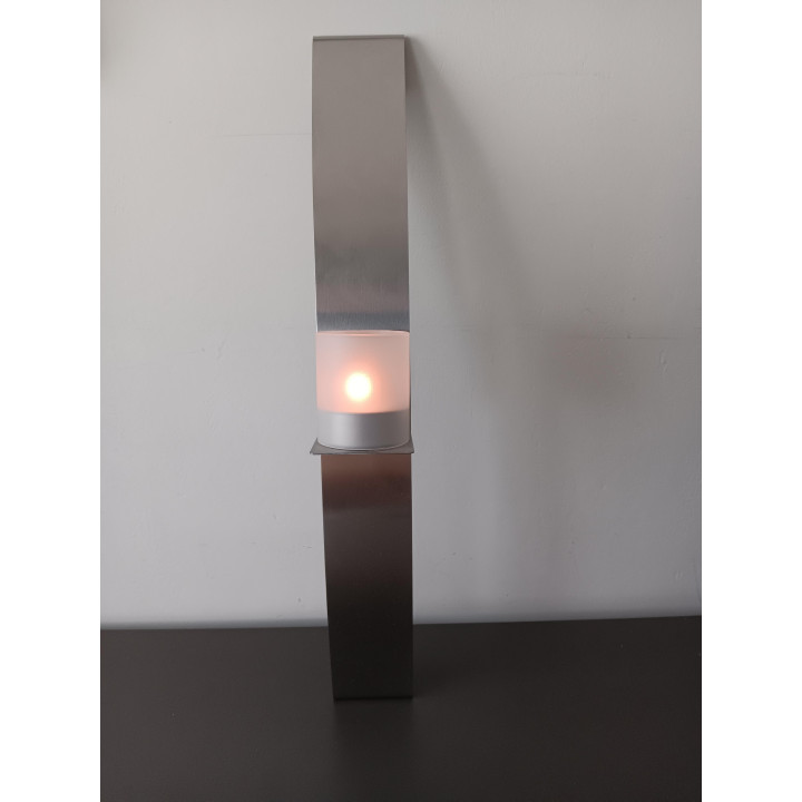 RVS wandkandelaar met glazen houder