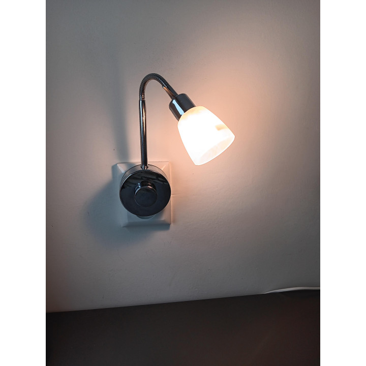 Wandlamp met flexibele arm matglas LED met dimmer stekker in stopcontact