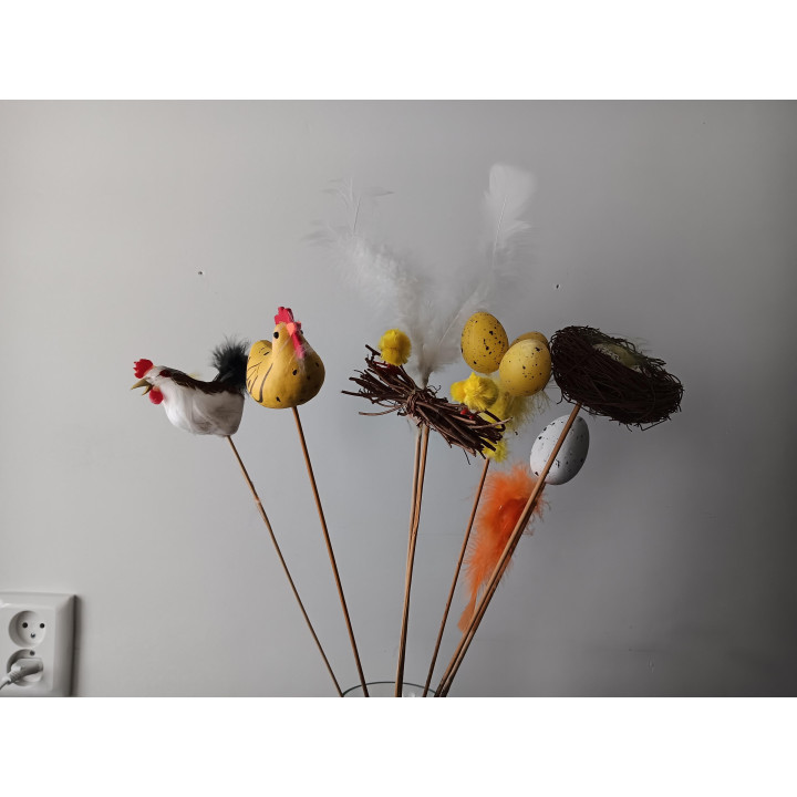 Set van 8 paasprikkers met kuikens, nestjes en eitjes