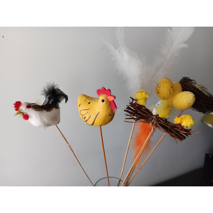 Set van 8 paasprikkers met kuikens, nestjes en eitjes