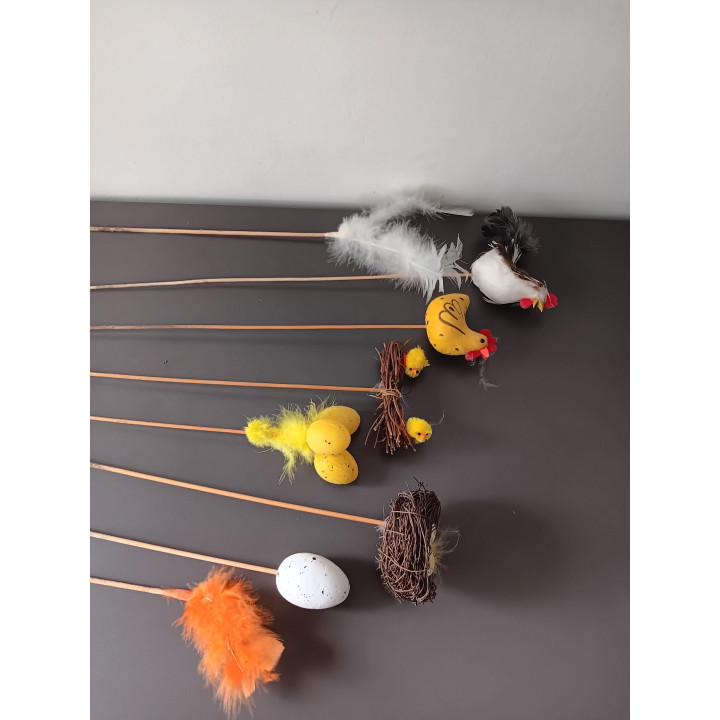Set van 8 paasprikkers met kuikens, nestjes en eitjes