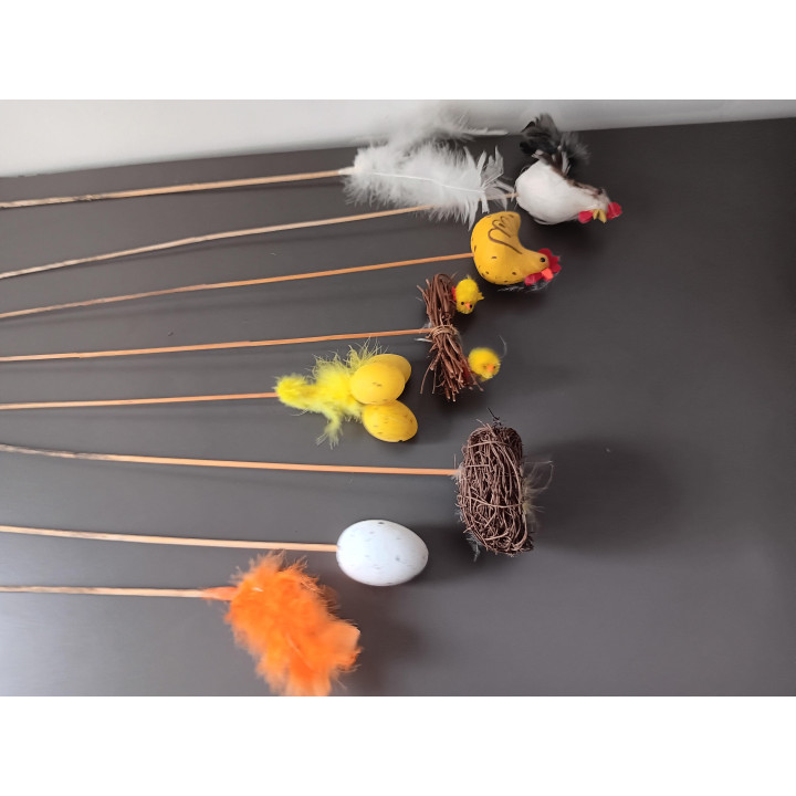Set van 8 paasprikkers met kuikens, nestjes en eitjes