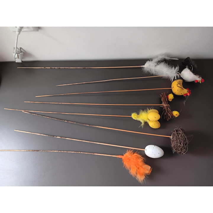 Set van 8 paasprikkers met kuikens, nestjes en eitjes