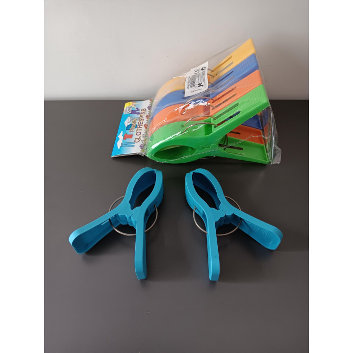 Grote wasknijpers - 4 stuks (14 cm) + 2 kleinere blauwe knijpers (11 cm)