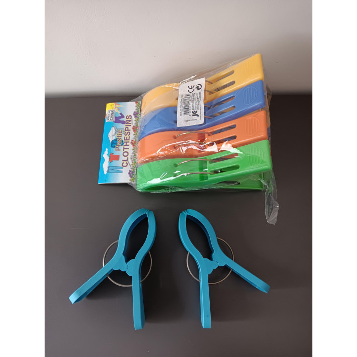 Grote wasknijpers - 4 stuks (14 cm) + 2 kleinere blauwe knijpers (11 cm)