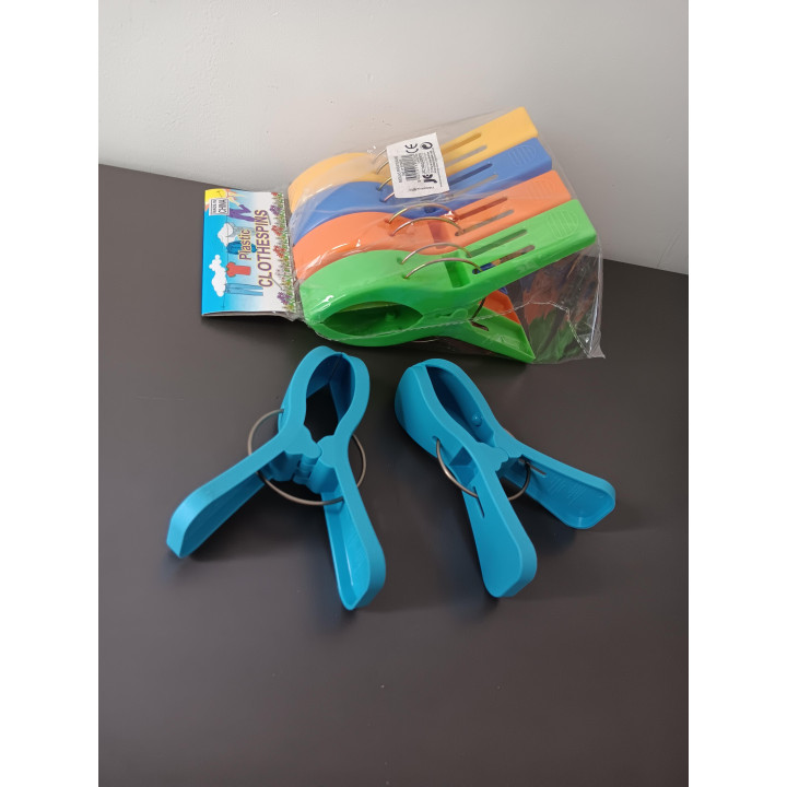 Grote wasknijpers - 4 stuks (14 cm) + 2 kleinere blauwe knijpers (11 cm)