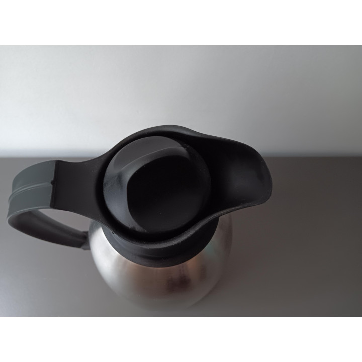 RVS thermoskan zilver met zwart handvat