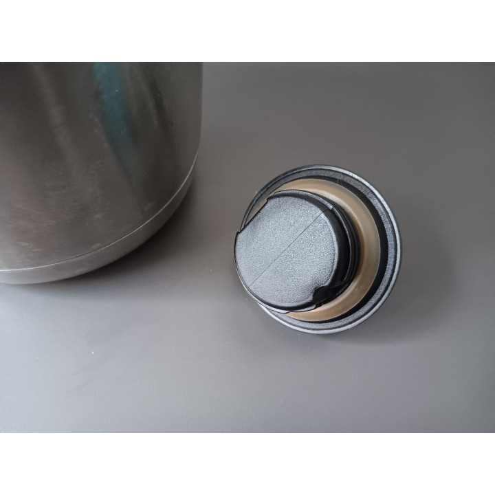 RVS thermoskan zilver met zwart handvat