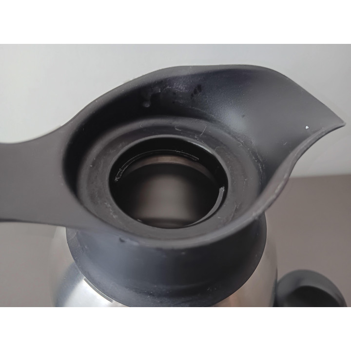 RVS thermoskan zilver met zwart handvat