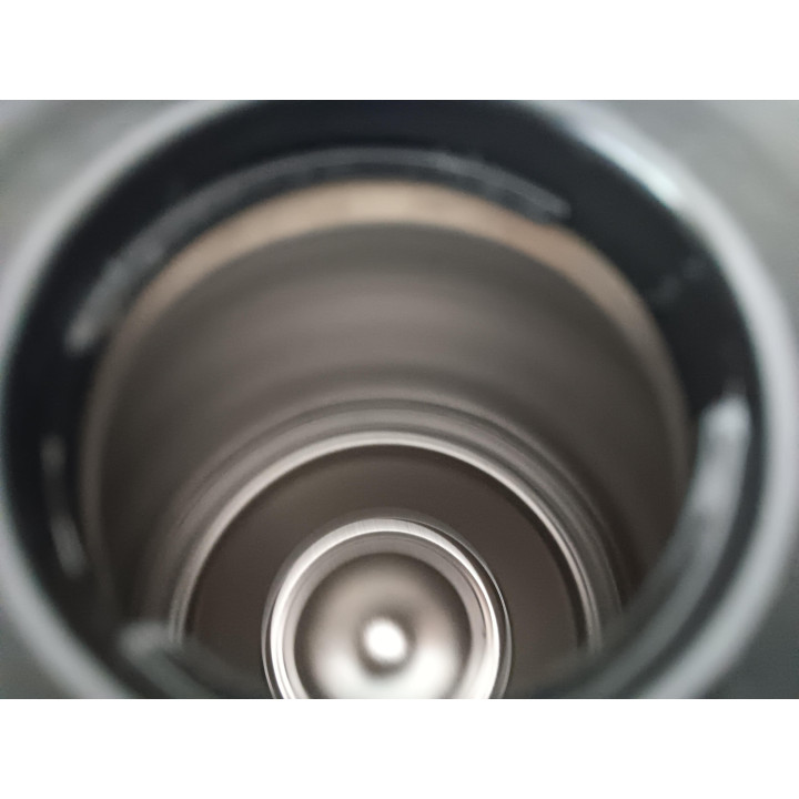 RVS thermoskan zilver met zwart handvat