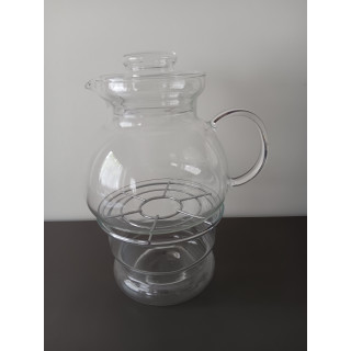 Glazen theepot met warmhouder en metalen rooster