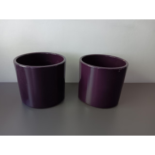 Set paarse bloempotten keramiek