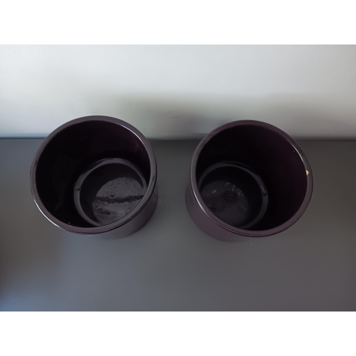 Set paarse bloempotten keramiek