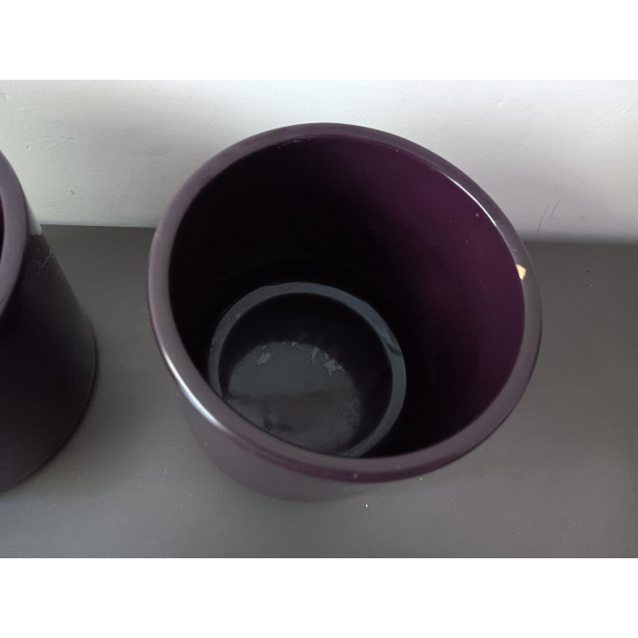 Set paarse bloempotten keramiek