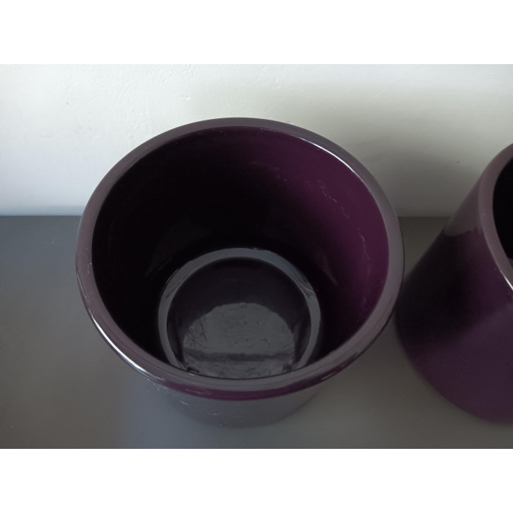 Set paarse bloempotten keramiek