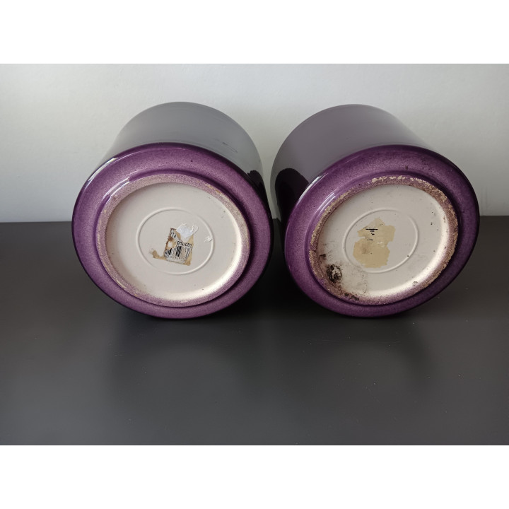 Set paarse bloempotten keramiek