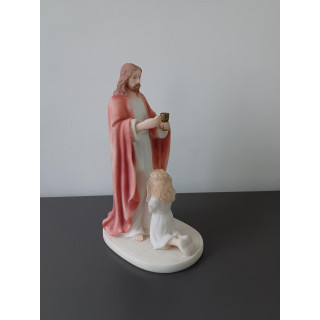 Religieus communiebeeldje Jezus met meisje