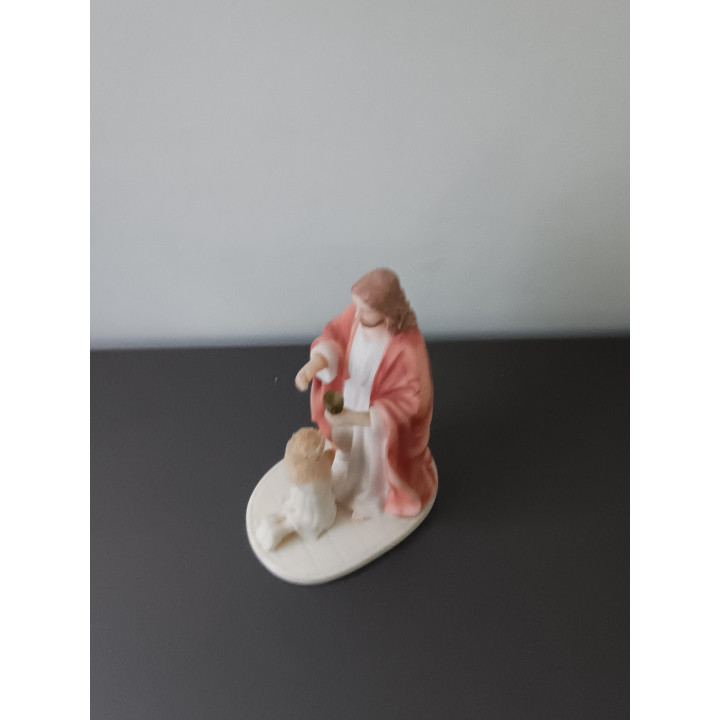 Religieus communiebeeldje Jezus met meisje