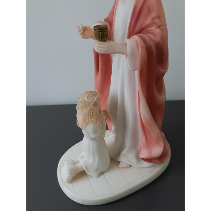 Religieus communiebeeldje Jezus met meisje