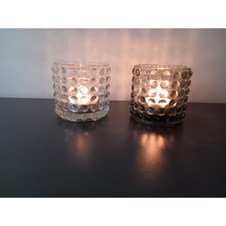 Set glazen waxinelichthouders bobbelglas
