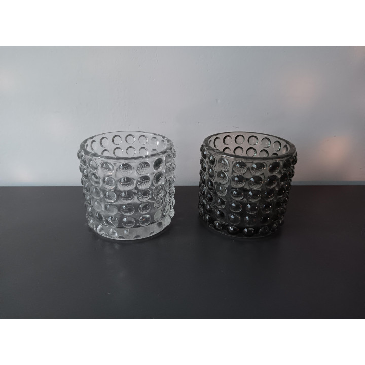 Set glazen waxinelichthouders bobbelglas