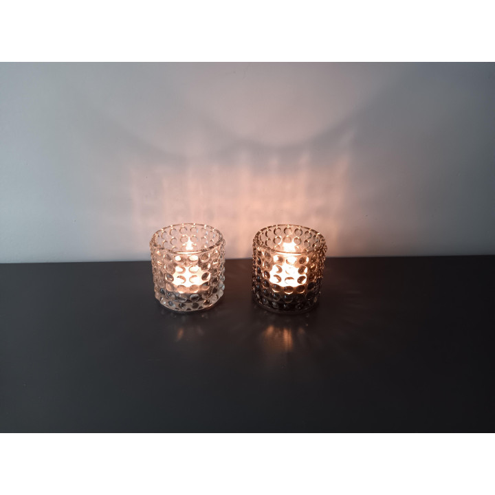 Set glazen waxinelichthouders bobbelglas