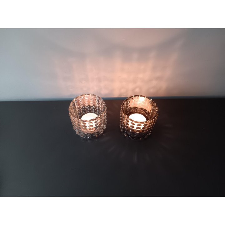 Set glazen waxinelichthouders bobbelglas