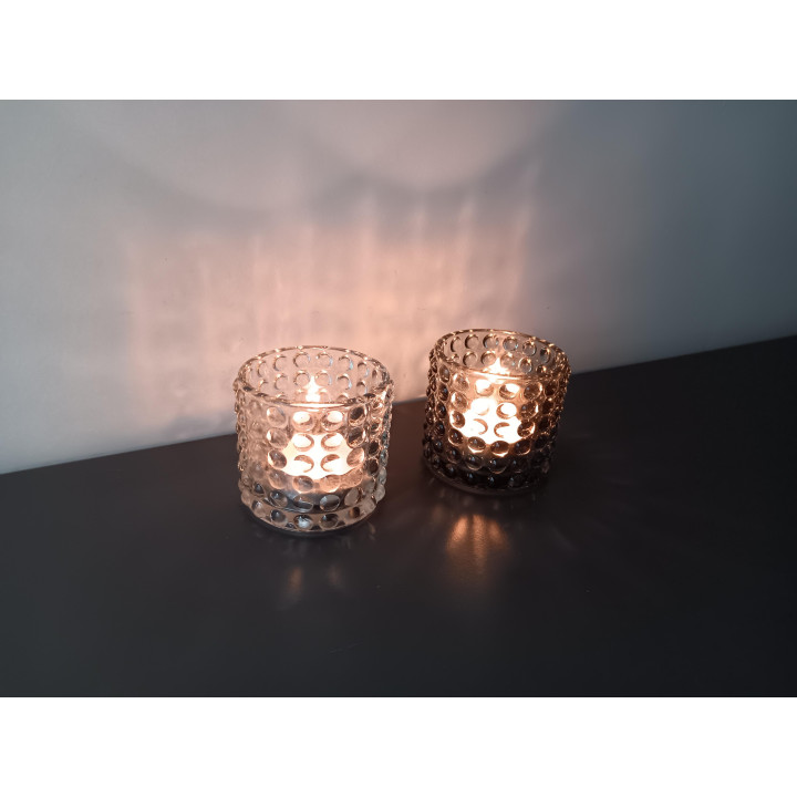Set glazen waxinelichthouders bobbelglas