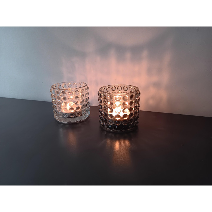 Set glazen waxinelichthouders bobbelglas