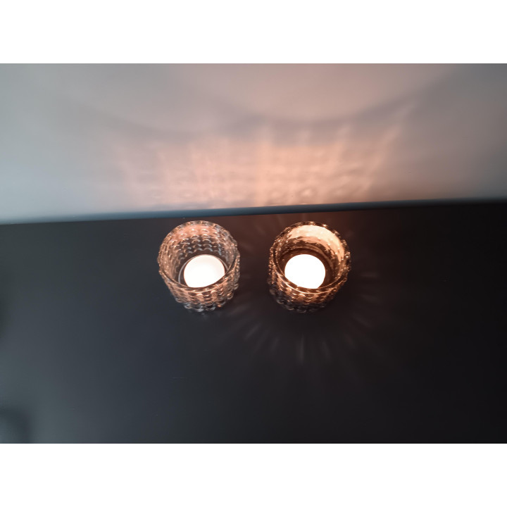 Set glazen waxinelichthouders bobbelglas
