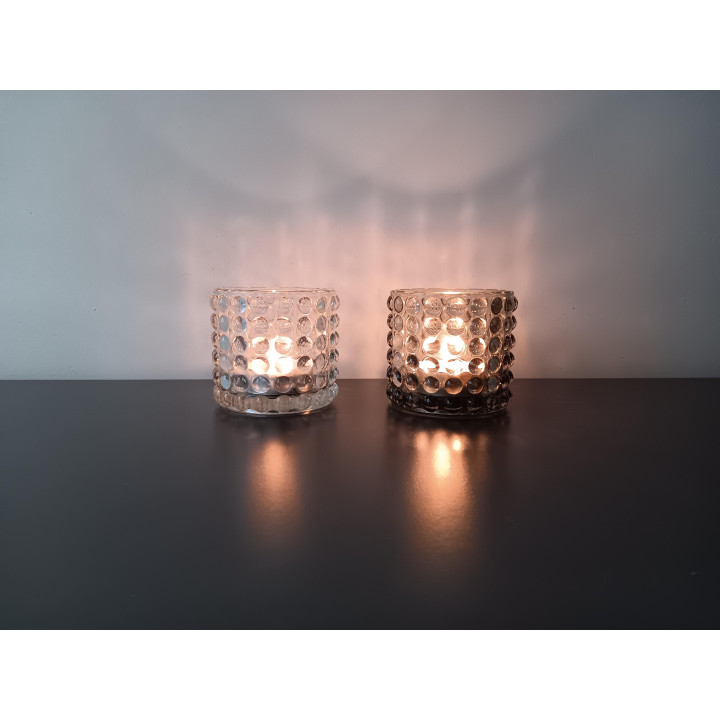 Set glazen waxinelichthouders bobbelglas