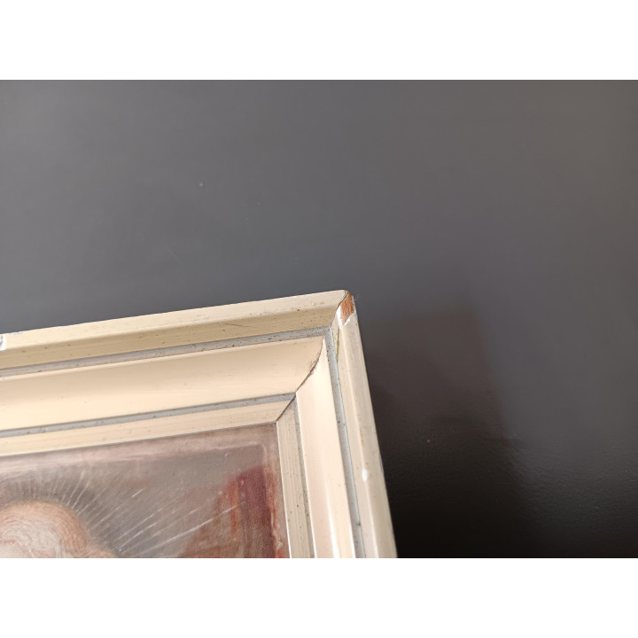 Vintage religieus schilderijtje Madonna met kind