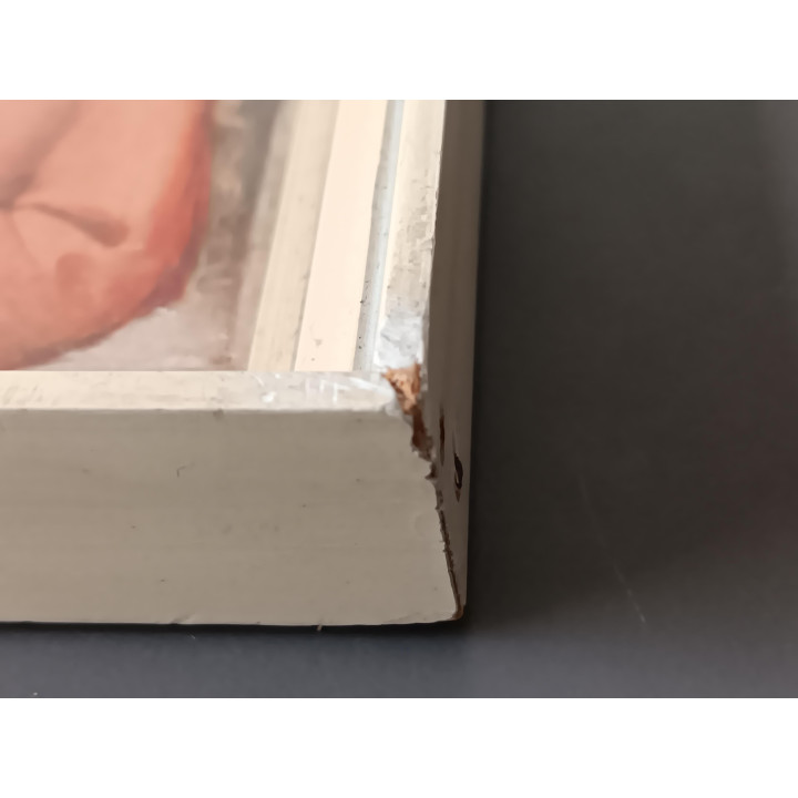 Vintage religieus schilderijtje Madonna met kind