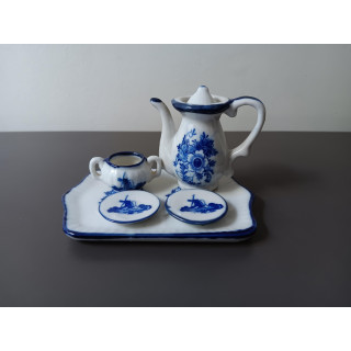 Delfts blauw mini theeservies op serveerplaat