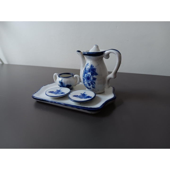 Delfts blauw mini theeservies op serveerplaat