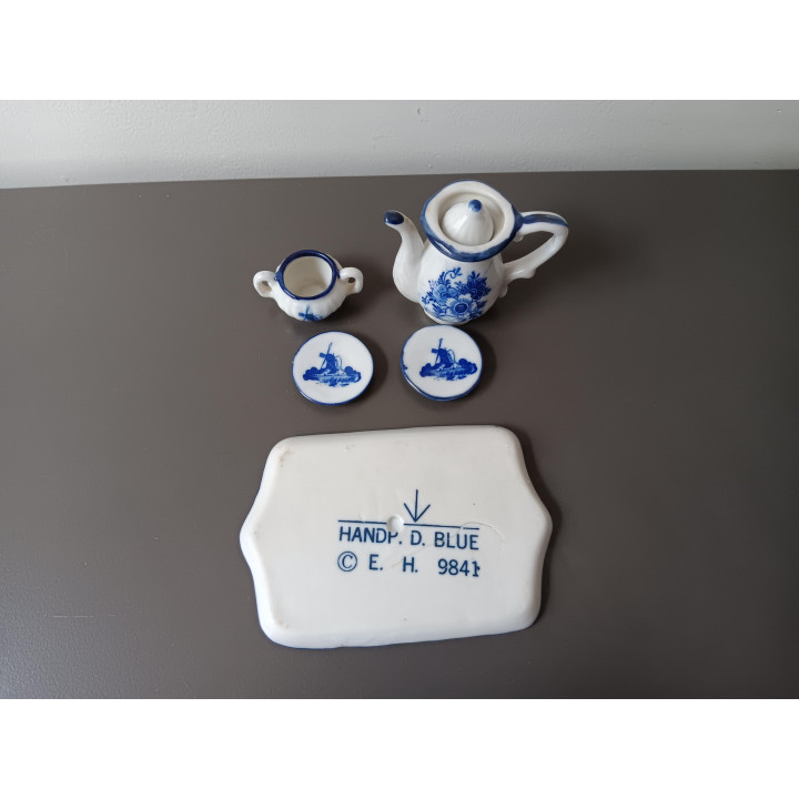 Delfts blauw mini theeservies op serveerplaat