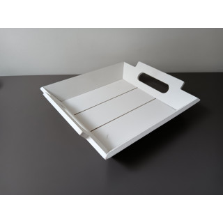 Wit houten dienblad met handgrepen
