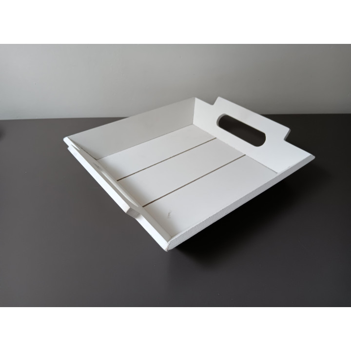 Wit houten dienblad met handgrepen