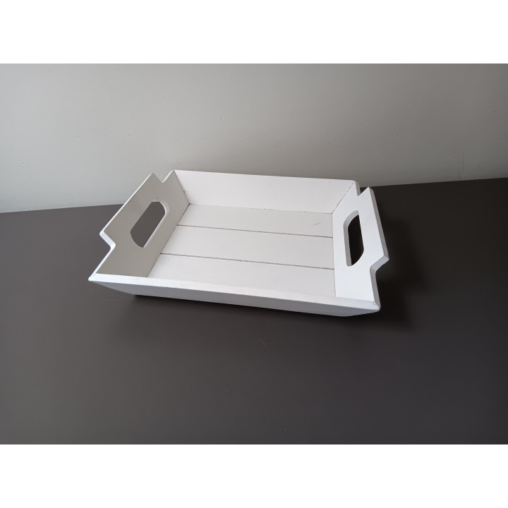 Wit houten dienblad met handgrepen